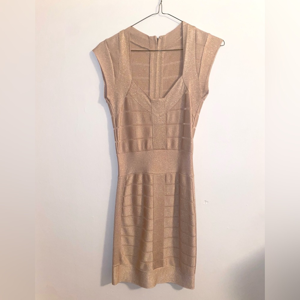 french connection champagne bodycon bandage dress ✨